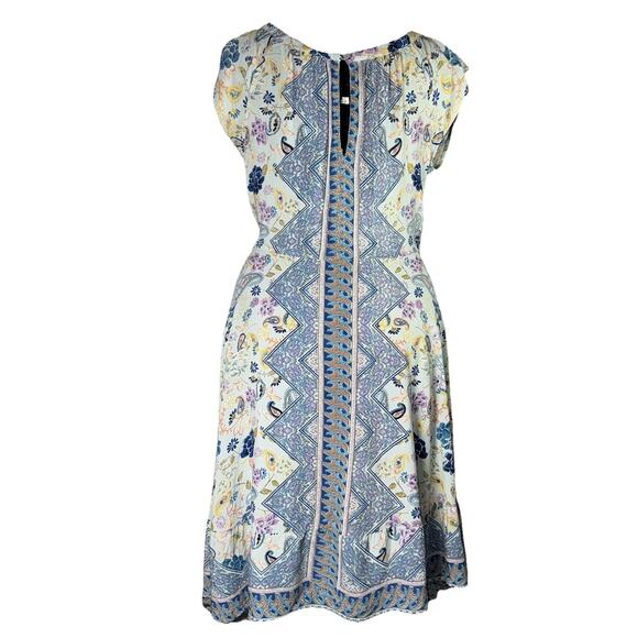 Nostalgia Dress Womens Medium Blue Pink Floral Flowers Boho Peasant Y2K Vintage - Picture 2 of 6